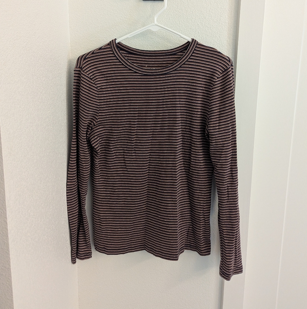 Brown and Navy Striped Top